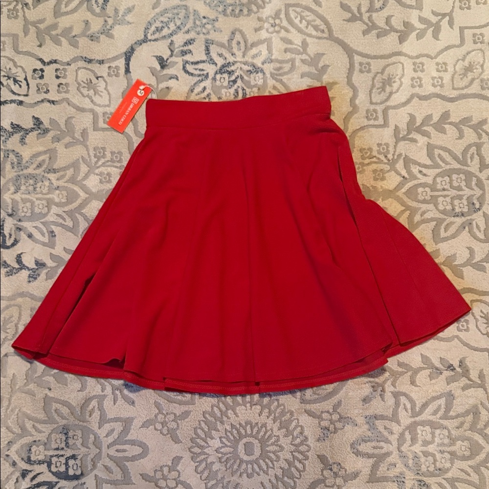 Women's Red Skater Skirt with Flared Silhouette